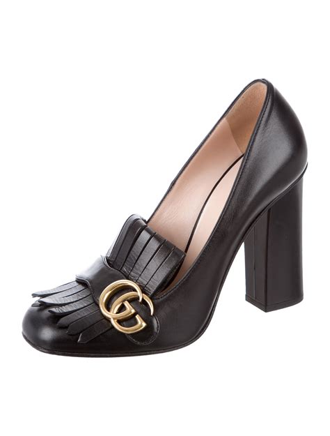 gucci marmont black leather pump|Gucci low heel pumps.